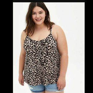 New Torrid SUPER SOFT BLACK LEOPARD SWING CAMI Shirt Top 5X